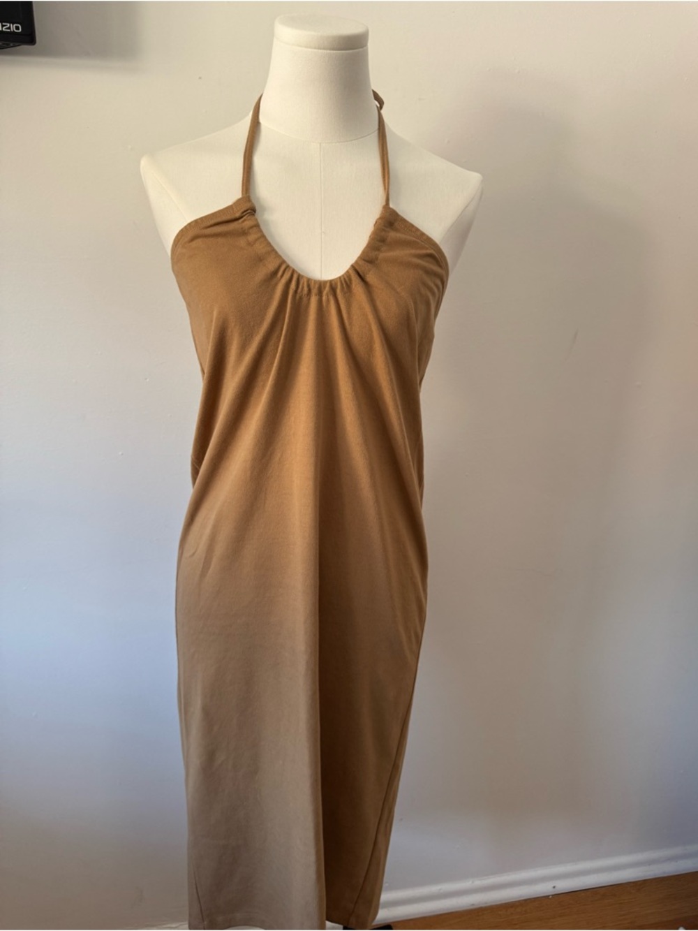 Free People Halter Midi Dress in Camel Brown XS